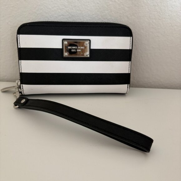 Black and White Striped Michael Kors Wallet with Wristlet - Picture 1 of 4